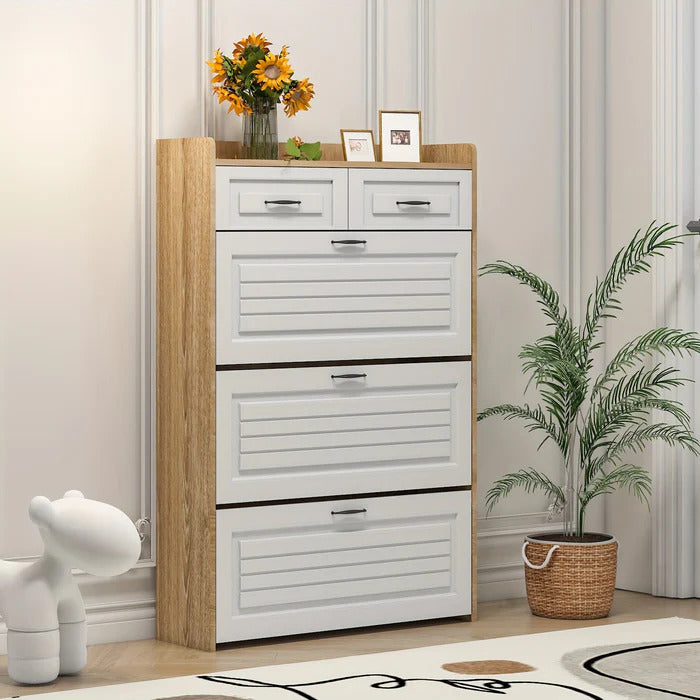 Shoe Organiser Cabinet with 3 Doors and 2 Drawers