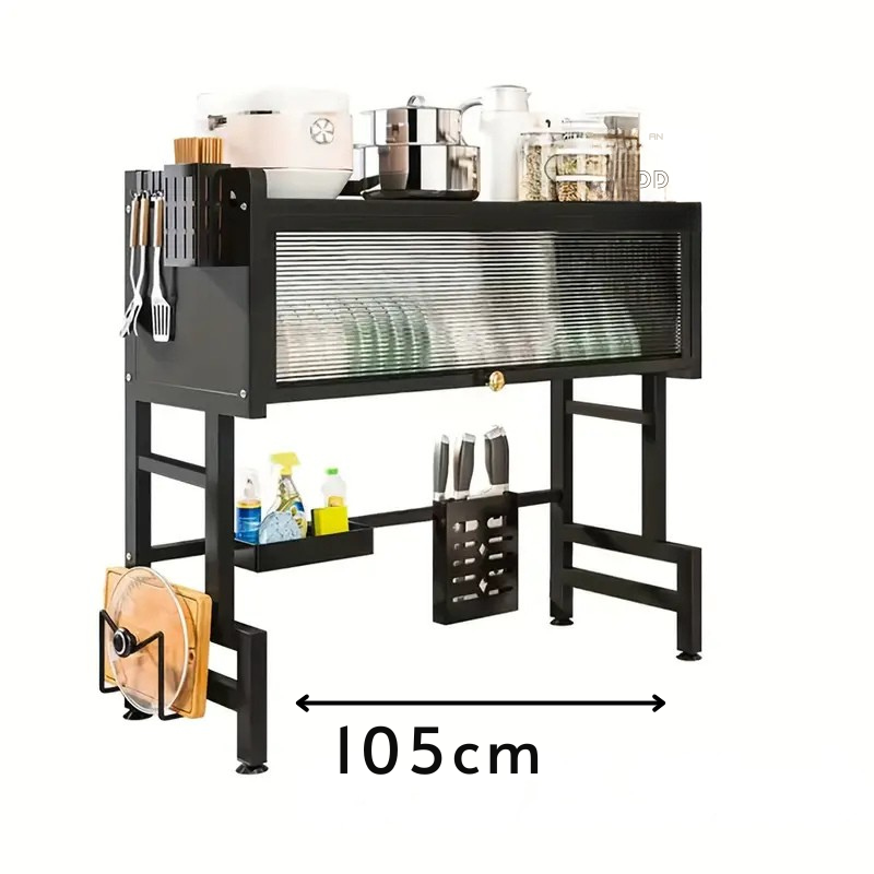Suspended Drainer with Closed Cabinet and Shelves