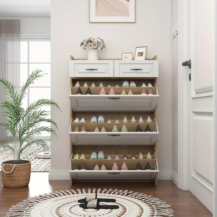 Shoe Organiser Cabinet with 3 Doors and 2 Drawers