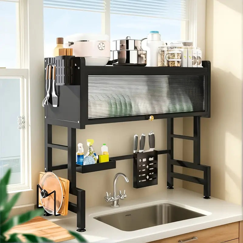 Suspended Drainer with Closed Cabinet and Shelves