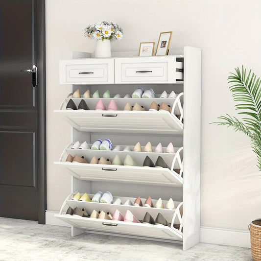 Shoe Organiser Cabinet with 3 Doors and 2 Drawers