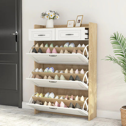 Shoe Organiser Cabinet with 3 Doors and 2 Drawers
