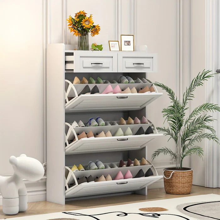 Shoe Organiser Cabinet with 3 Doors and 2 Drawers