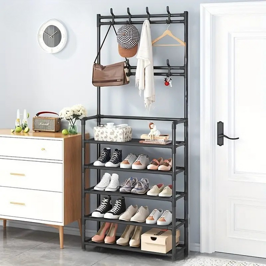 Shoe Rack With Coat Hooks