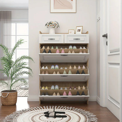 Shoe Organiser Cabinet with 3 Doors and 2 Drawers